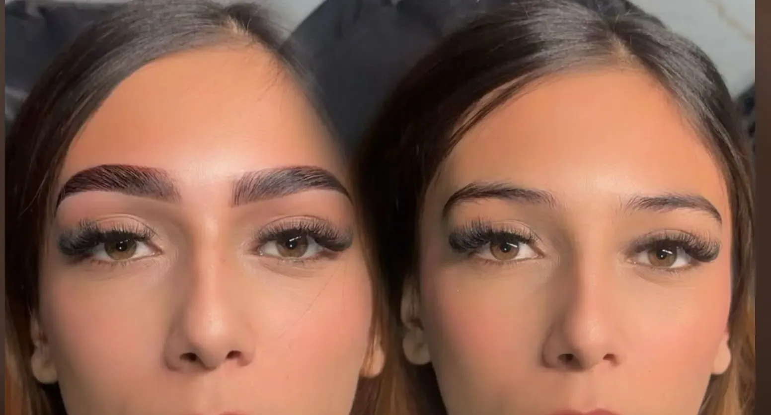 Cejas antes y después del laminado