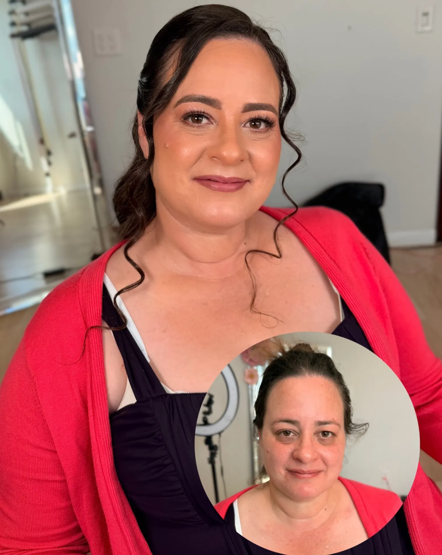 Maquillaje y peinado para evento, antes en el círculo