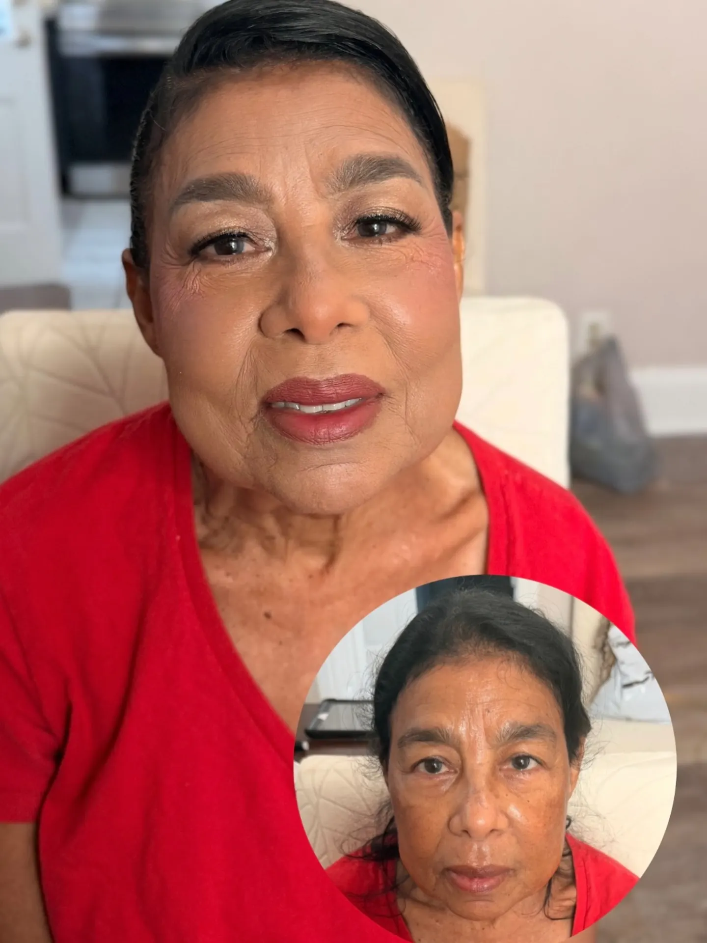 Maquillaje en piel madura, antes en el círculo